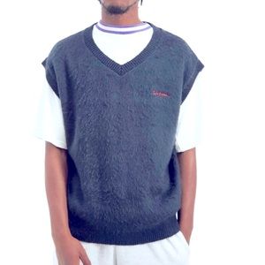 IETS FRANS Men's Blue Fluffy Knit Vest Medium NWT